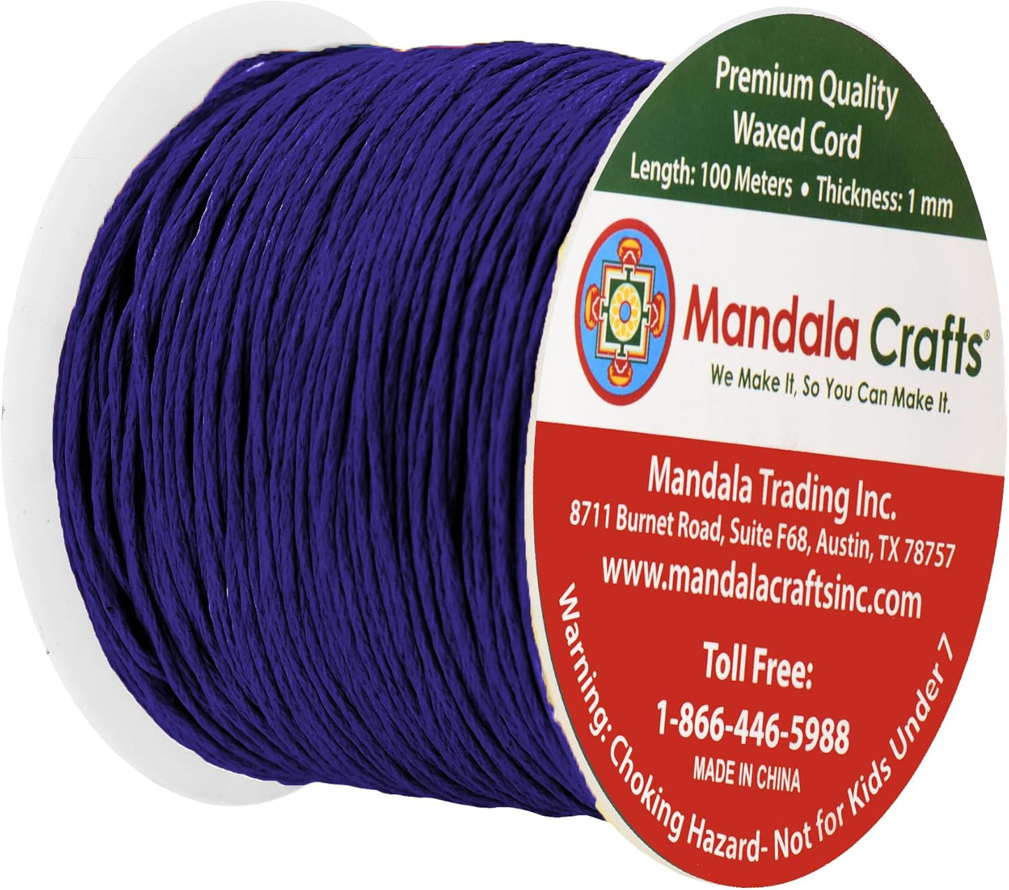 Mandala Crafts 1mm 109 Yards Dark Indigo Cotton Waxed Cord for Jewelry Making Bracelet Cord Waxed String - Beading String Thread Jewelry Cords for Necklaces String