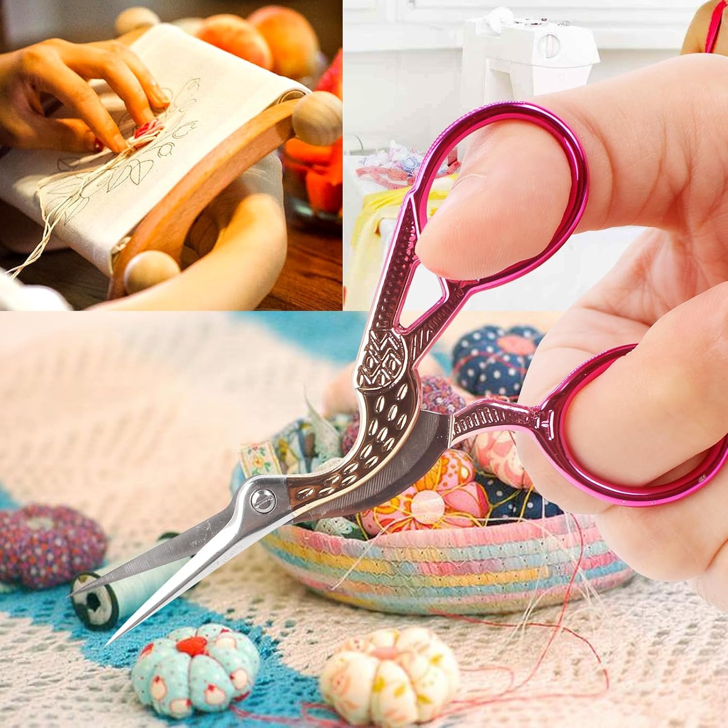 BIHRTC 3.6 Inch Embroidery Scissors Stainless Steel Sharp Tip Scissors with Leather Cover for Cross-stitch Crochet Sewing Crafting Embroidery Threading