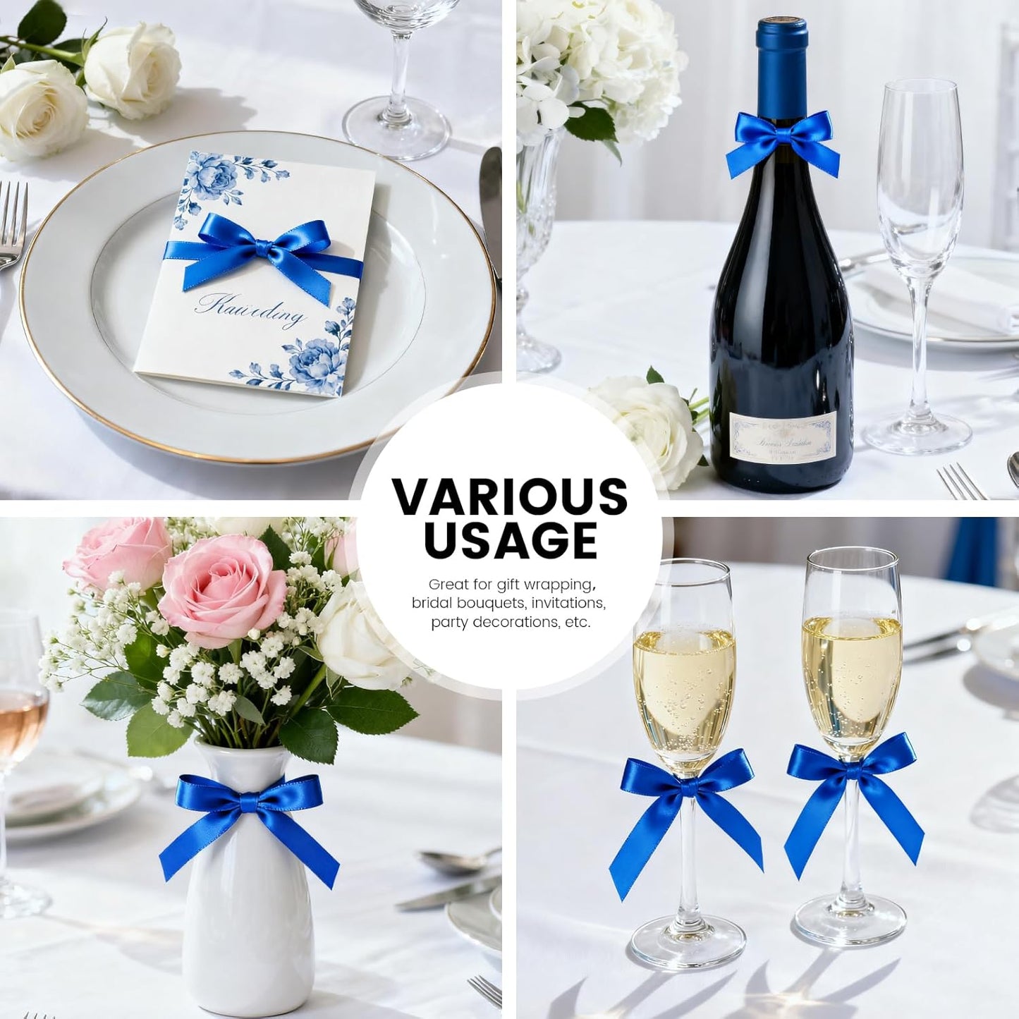 3/8" x 50 Yards Satin Ribbon - Royal Blue Silk Ribbon with Spool - Ideal for Gift Wrapping, Floral Bouquets, Crafts, Wedding Party Decorations, Christmas and Sewing Projects