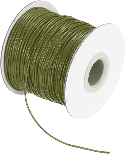 MECCANIXITY Waxed Cord 1mm Waxed Thread 87 Yard Wax String Leather Cord for Bracelet Making, Necklaces, Beading, Jewelry Making and DIY Crafts(Army Green)
