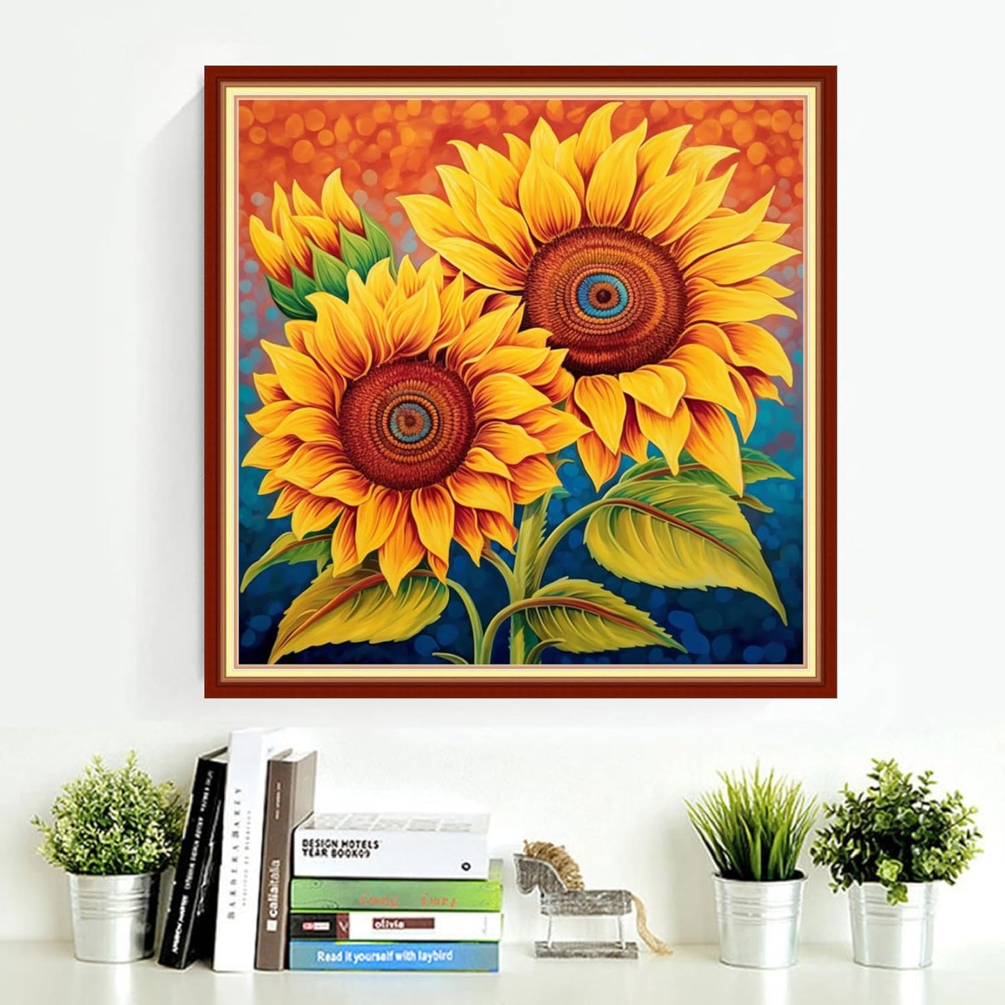 DMCVIVR Stamped Cross Stitch Kits for Adults Beginners Embroidery Kits 11CT Needlepoint Kits Cross Stitch Patterns Embroidery Patterns-Rainbow Sunflower 18x18 inch