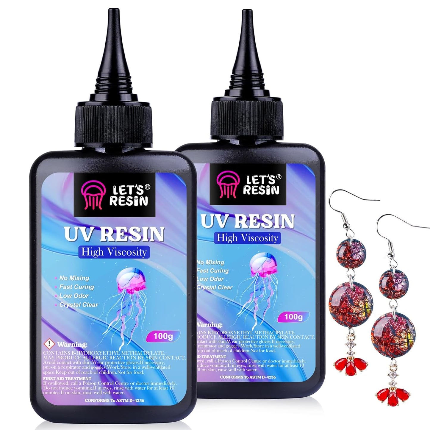 LET'S RESIN UV Resin,200g High Viscosity Crystal Clear Thick UV Resin Kit, Quick-Curing&Low Shrinkage Ultraviolet Epoxy Resin for Crafts, Doming, Coating