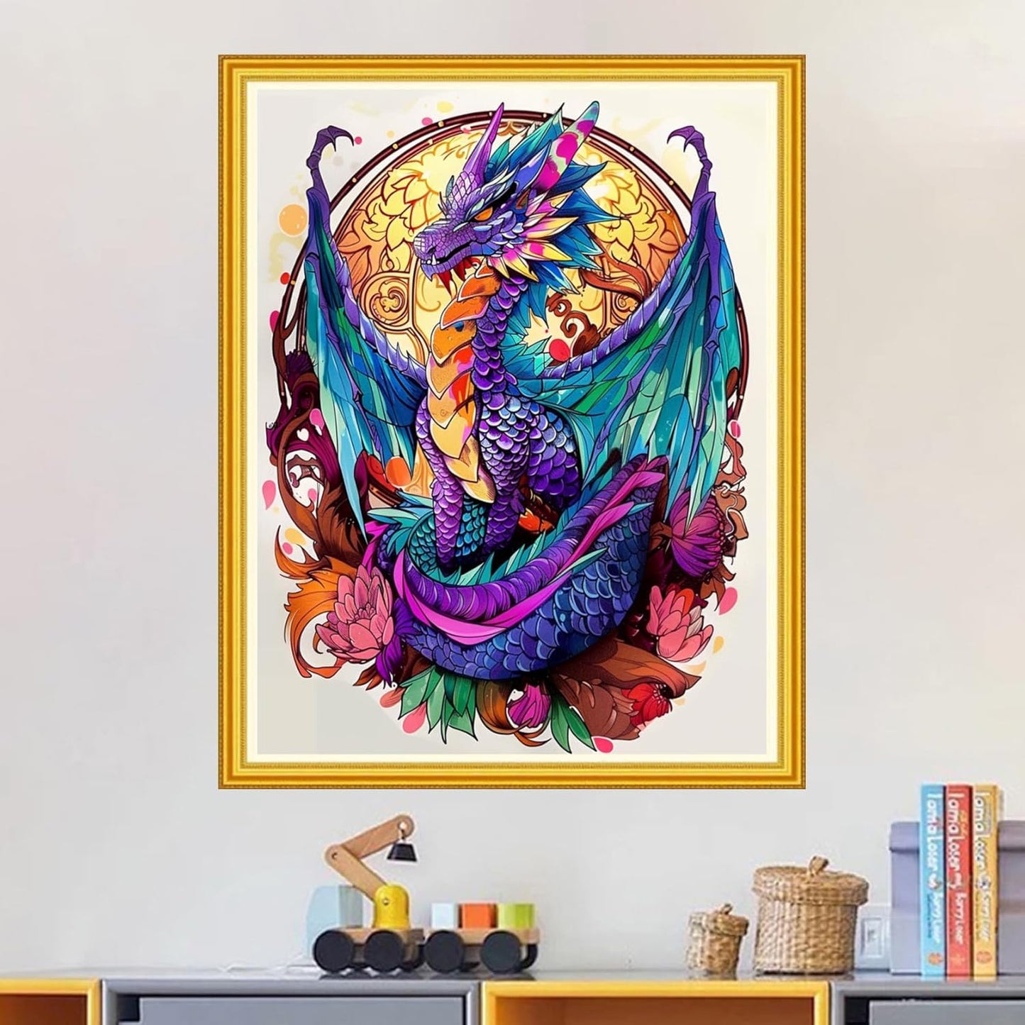 Magxvouy Cross Stitch Kits Stamped Full Range of Embroidery Kits,Cross Stitch Patterns Needlework Kits for Beginners 11CT Printed Kits&Magic Dragon 16x20 inch