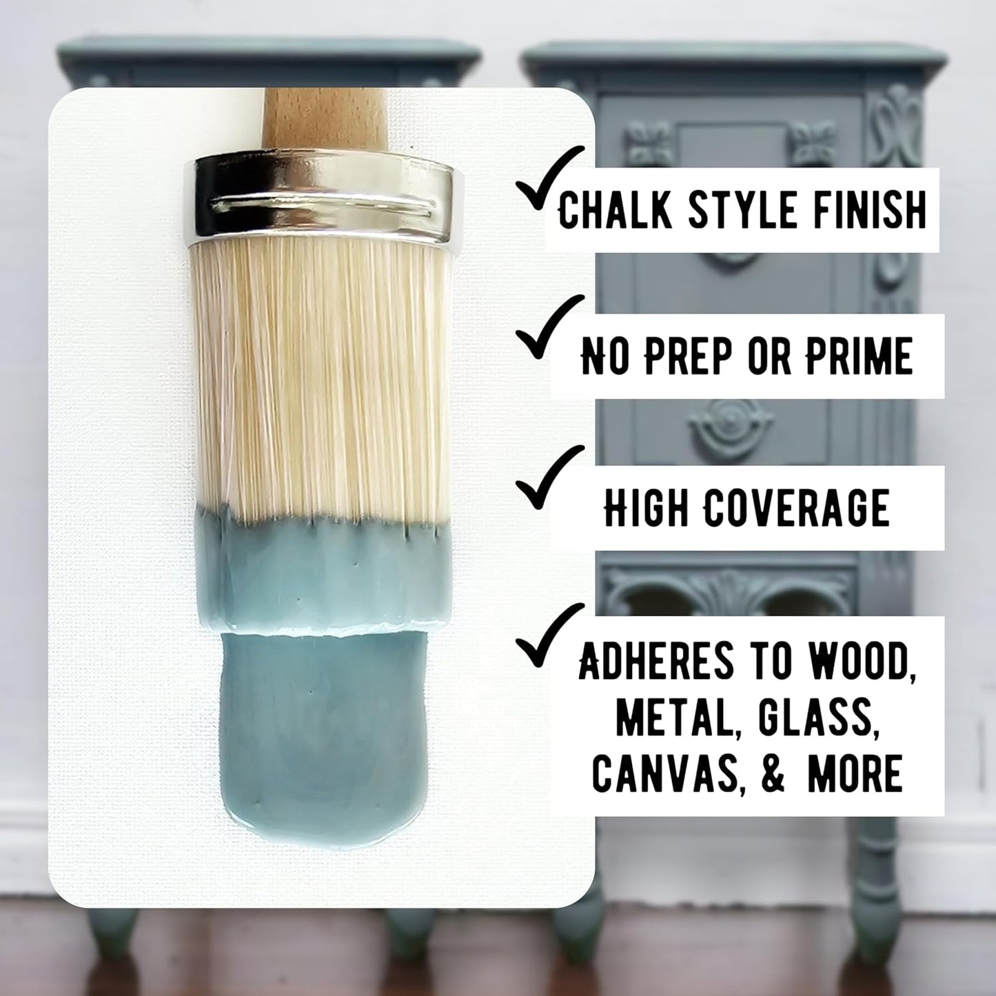 Daydream Apothecary Premium Chalk Style Paint for Furniture, Home Décor, Wood, DIY Interior Projects, Quick Dry, No Prep or Prime Needed, Matte Light Slate Grey - 16oz