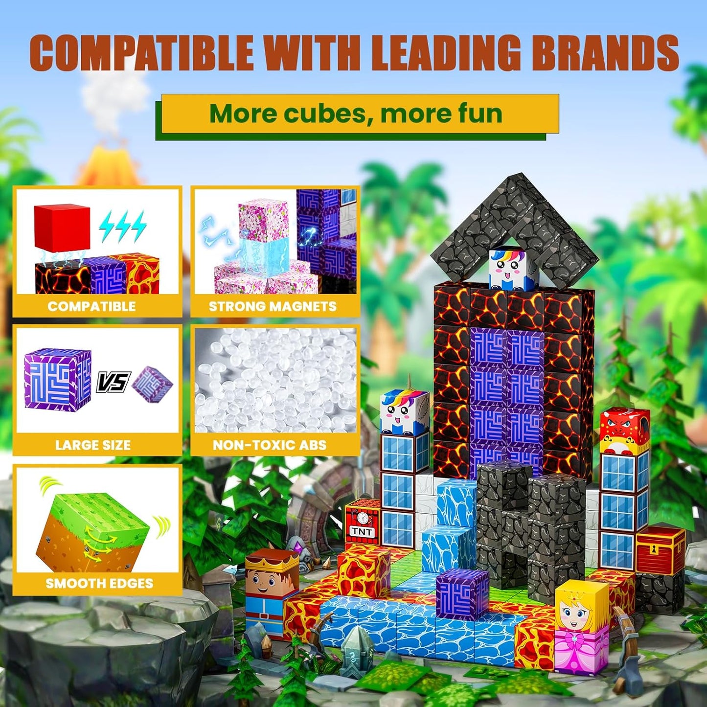 Magnetic Blocks - Build Magnet World Magic Portal Set, Magnetic Tiles Building Blocks Toddler Toys STEM Sensory Outdoor Toys for 3+ Year Old Boys & Girls, Creative Kids Games Kids Toys-120PCS