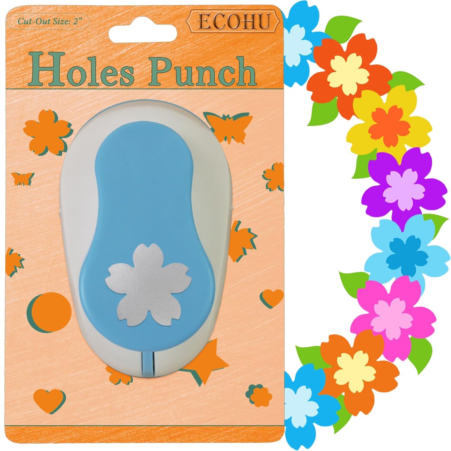 Flower Hole Punch for Paper Craft Size Out 2-Inch, Cherry Blossoms Punches, Craft Lever Punch Handmade, Tool Flower Punch for Scrapbook, Festival Cards, DIY Arts