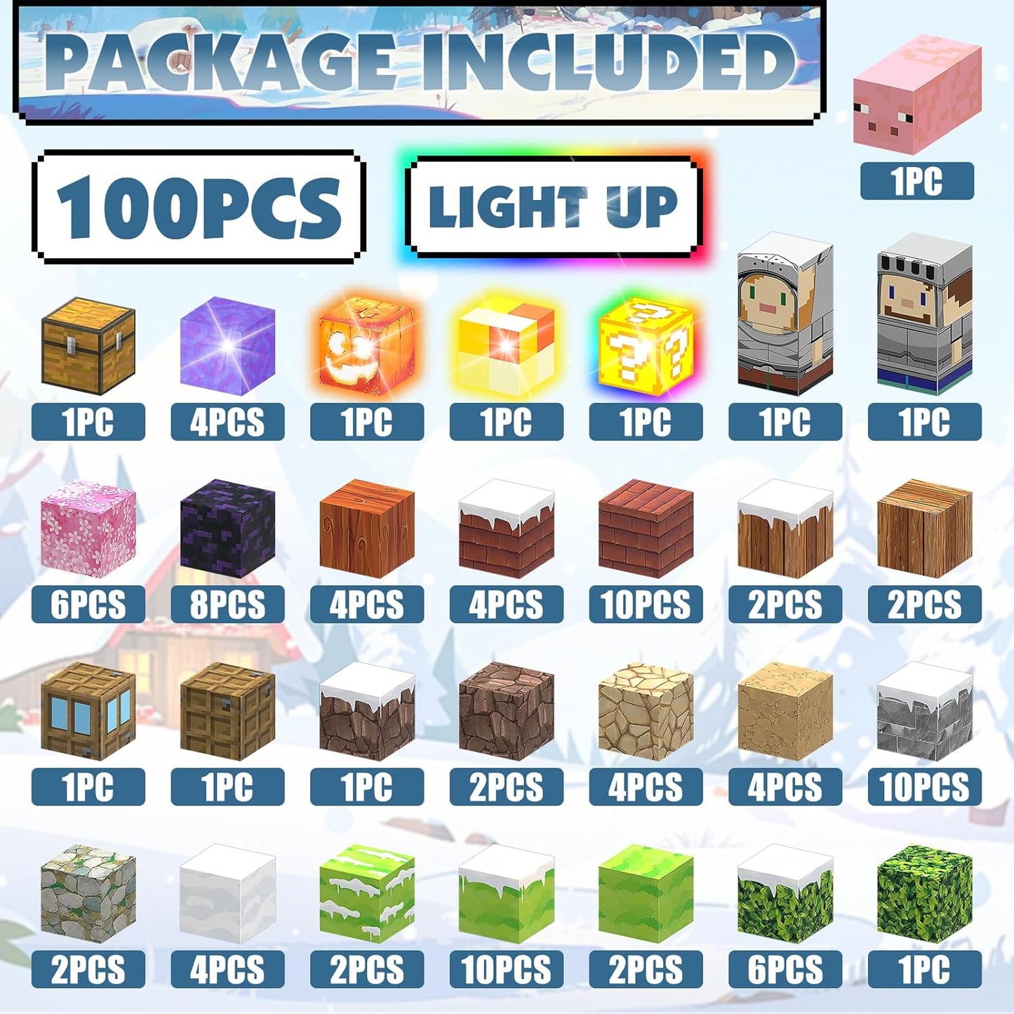 Magnetic Blocks, Magnetic Building Blocks Construction Toys STEM Montessori Sensory Toys, Magnet Cubes with Light Blocks, Stacking Toy Christmas Birthday Gifts for Kids Boys Girls Age 3-4 4-8 8-12