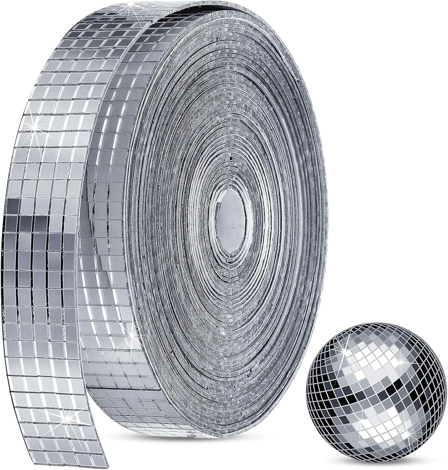 SATINIOR 5000 Pcs Disco Ball Mirror Tiles Self Adhesive for Crafts 5 x 5 mm Small Disco Tape Ball Stickers Square Mosaic Tiles Mirror Pieces for DIY Craft Party Decor