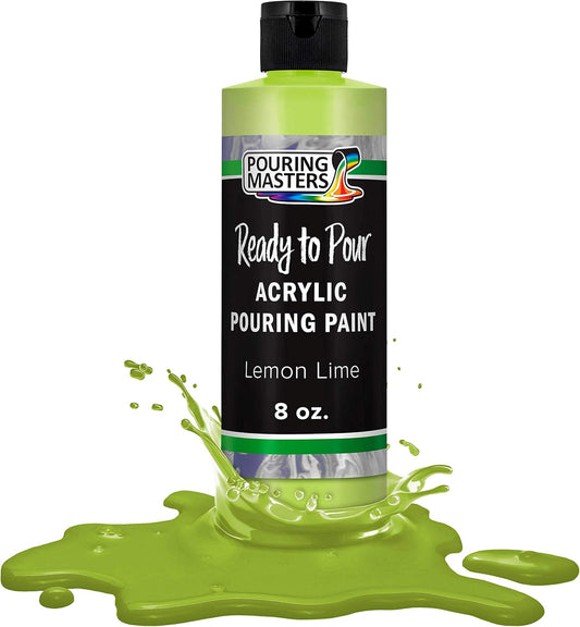 POURING MASTERS Lemon Lime Acrylic Ready to Pour Pouring Paint - Premium 8-Ounce Pre-Mixed Water-Based - for Canvas, Wood, Paper, Crafts, Tile, Rocks and More