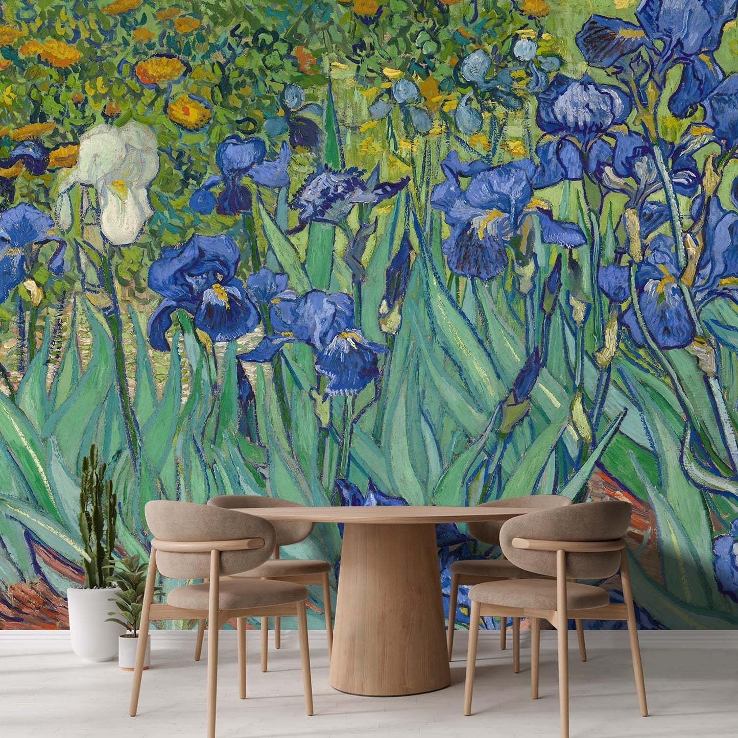 wall26 - Irises by Vincent Van Gogh - Dutch Impressionism - 20th Century Artist - Peel and Stick Large Wall Mural, Removable Wallpaper, Home Decor - 100x144 inches