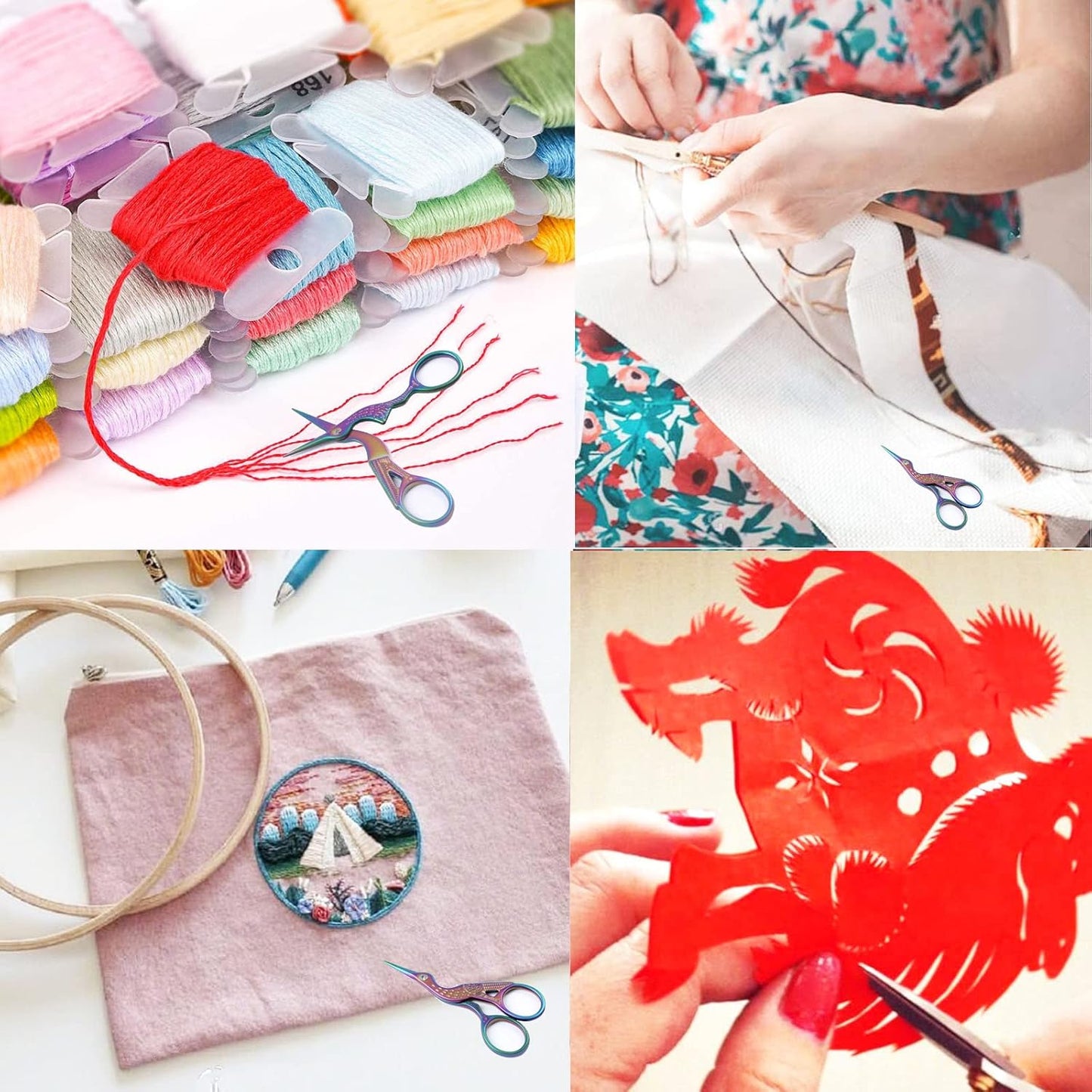 BIHRTC 3.6inch Mini Scissor Bird Crane Embroidery Scissors Stainless Steel Sharp Pointed Tip Scissors with Case for Tread Household Craft Needlework Art DIY Work Little Scissor