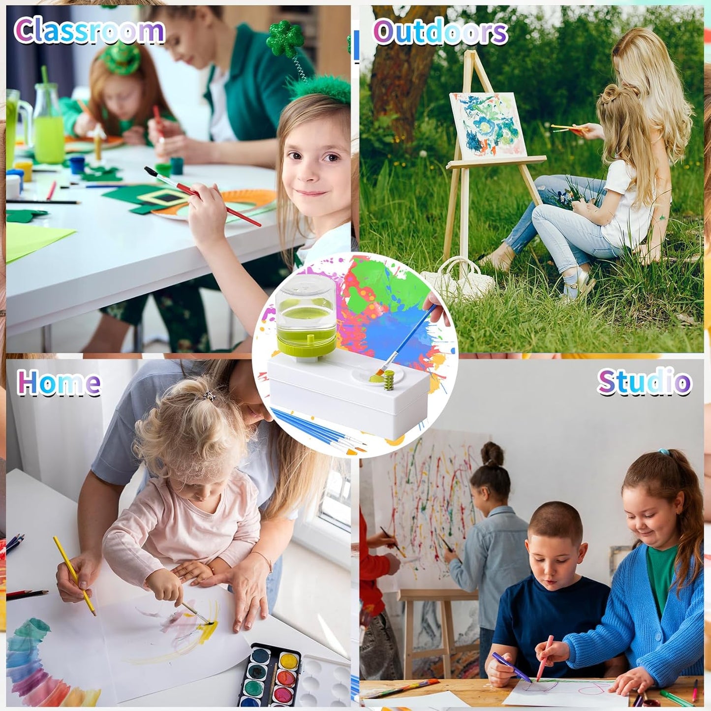 Paint Brush Cleaner Brush Rinser with Drain Water Circulation Paintbrush Scrubber Cleaner Rinser Cup for Acrylic, Watercolor, Oil and Water-Based Paints Art Supplies Paint Brush Cleaner Tool