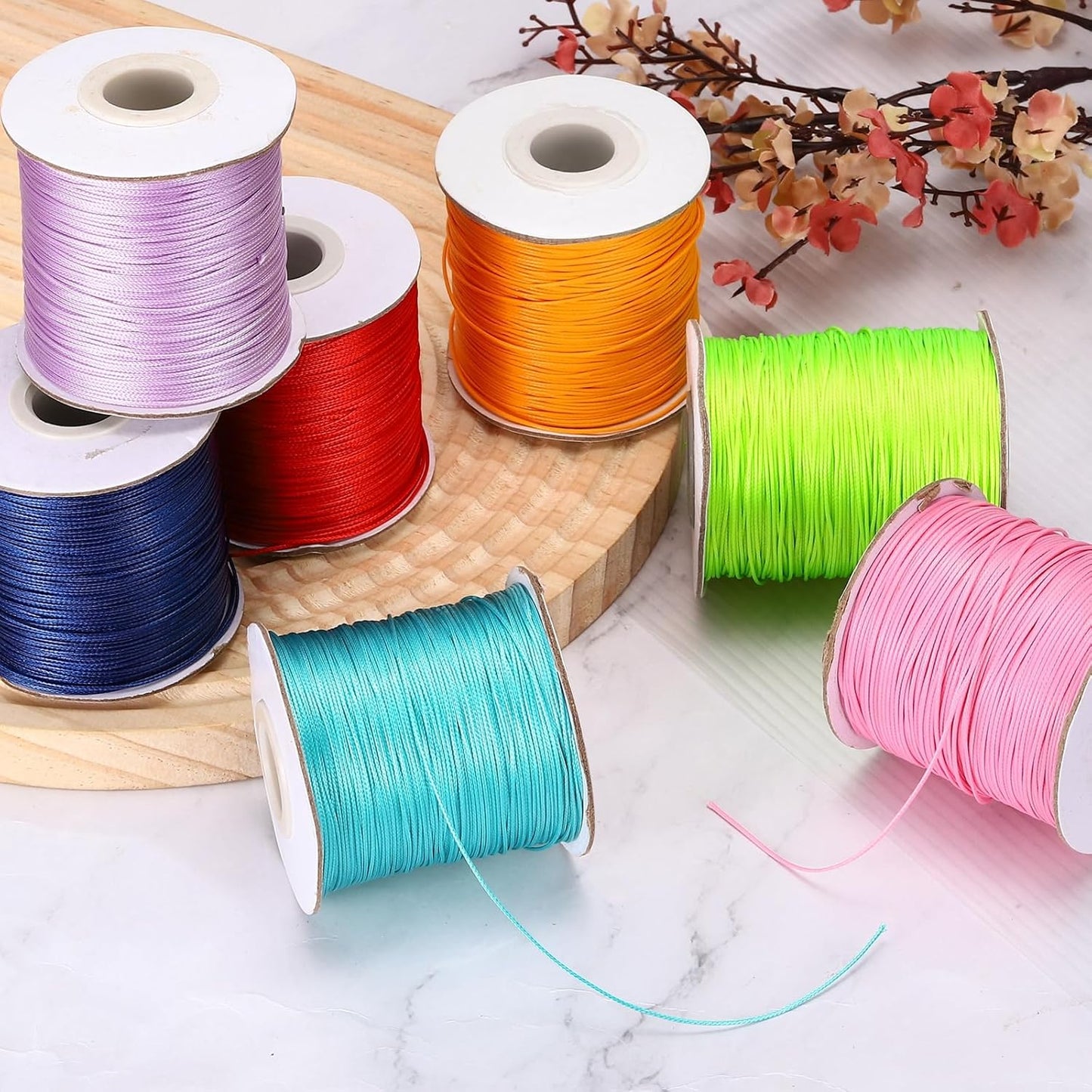 MECCANIXITY Waxed Cord 0.5mm Waxed Polyester Cord 175 Yard Wax String for Bracelet Making, Necklaces, Beading, Jewelry Making and DIY Crafts(Emerald Green)