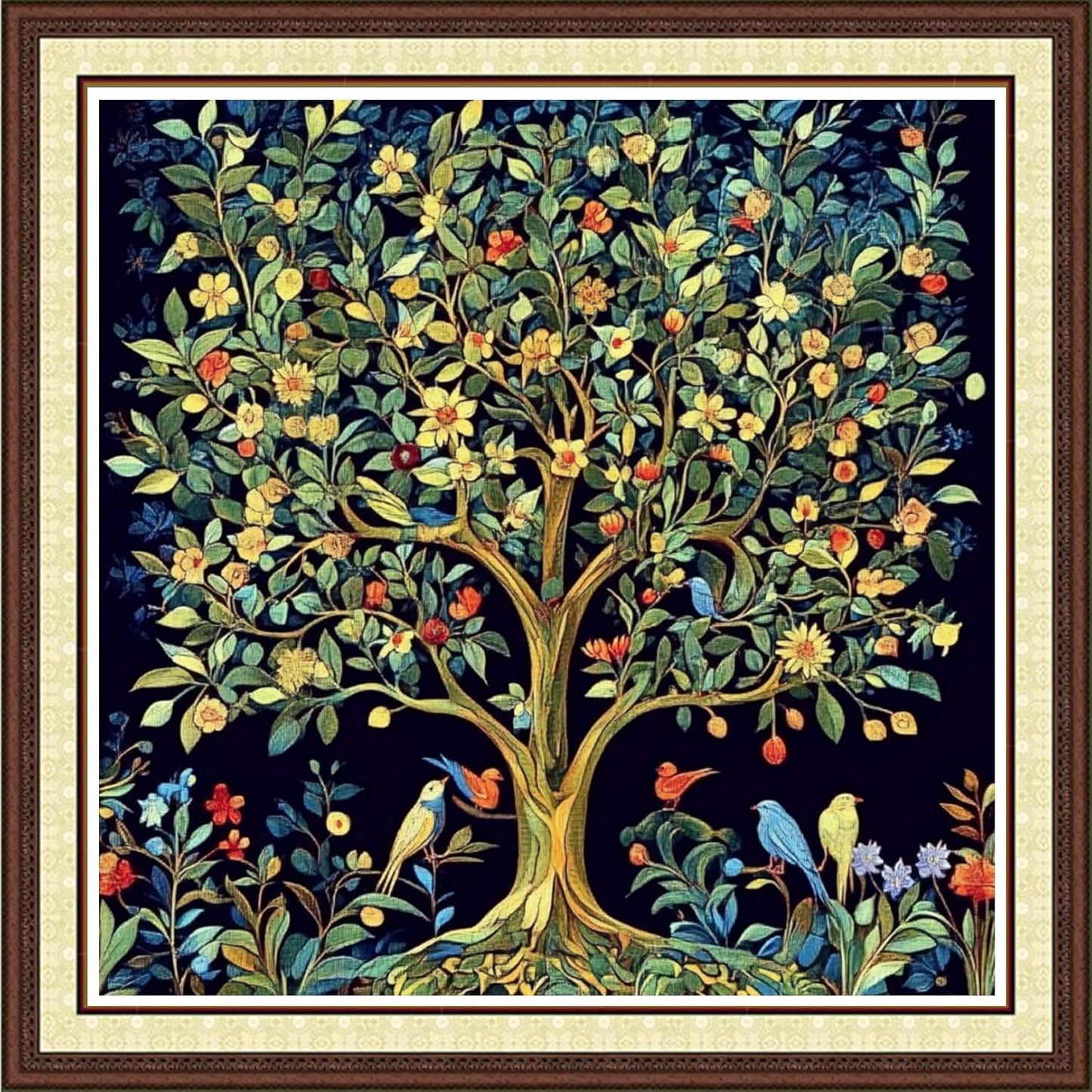 Findvoor Counted Cross Stitch Kits for Adults Full Range of Cross Stitching Embroidery Unprinted Pattern for Beginners, 11CT Needlepoint Kit Patterns Embroidery Kits-Magic Tree of Life 18x18 inch