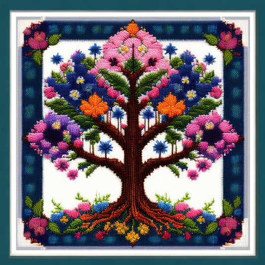 Dimensean Stamped Cross Stitch Kits Full Range of Embroidery Patterns Starter Kits for Beginners Adult or Kids DIY Cross Stitches Needlepoint Kits 11CT-Magic Tree 17.7x17.7 inch