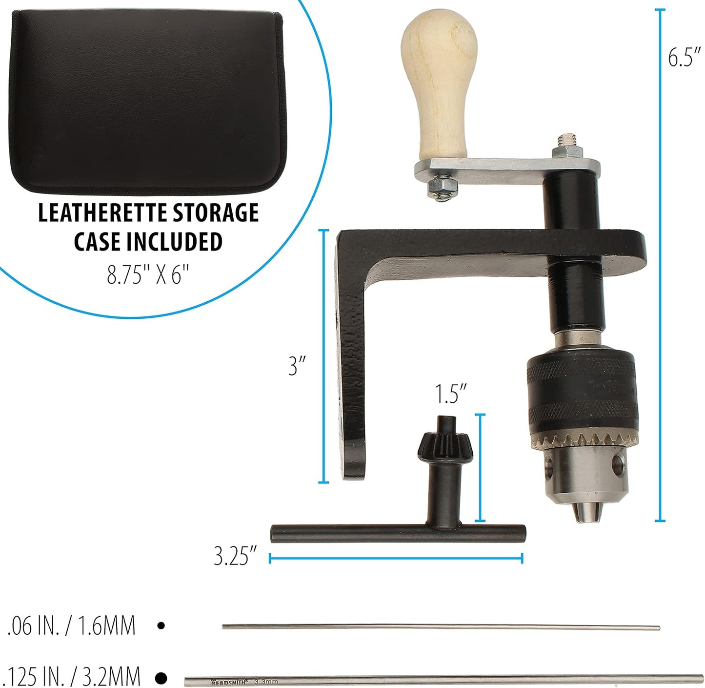 The Beadsmith EZ Coiler Pro – Wire Elements – Includes Mountable Base, 2 Mandrels, Chuck Key, Instructions, and a Storage Case – Create Jump Rings, Coiled Beads, Beaded Coils, and Spirals