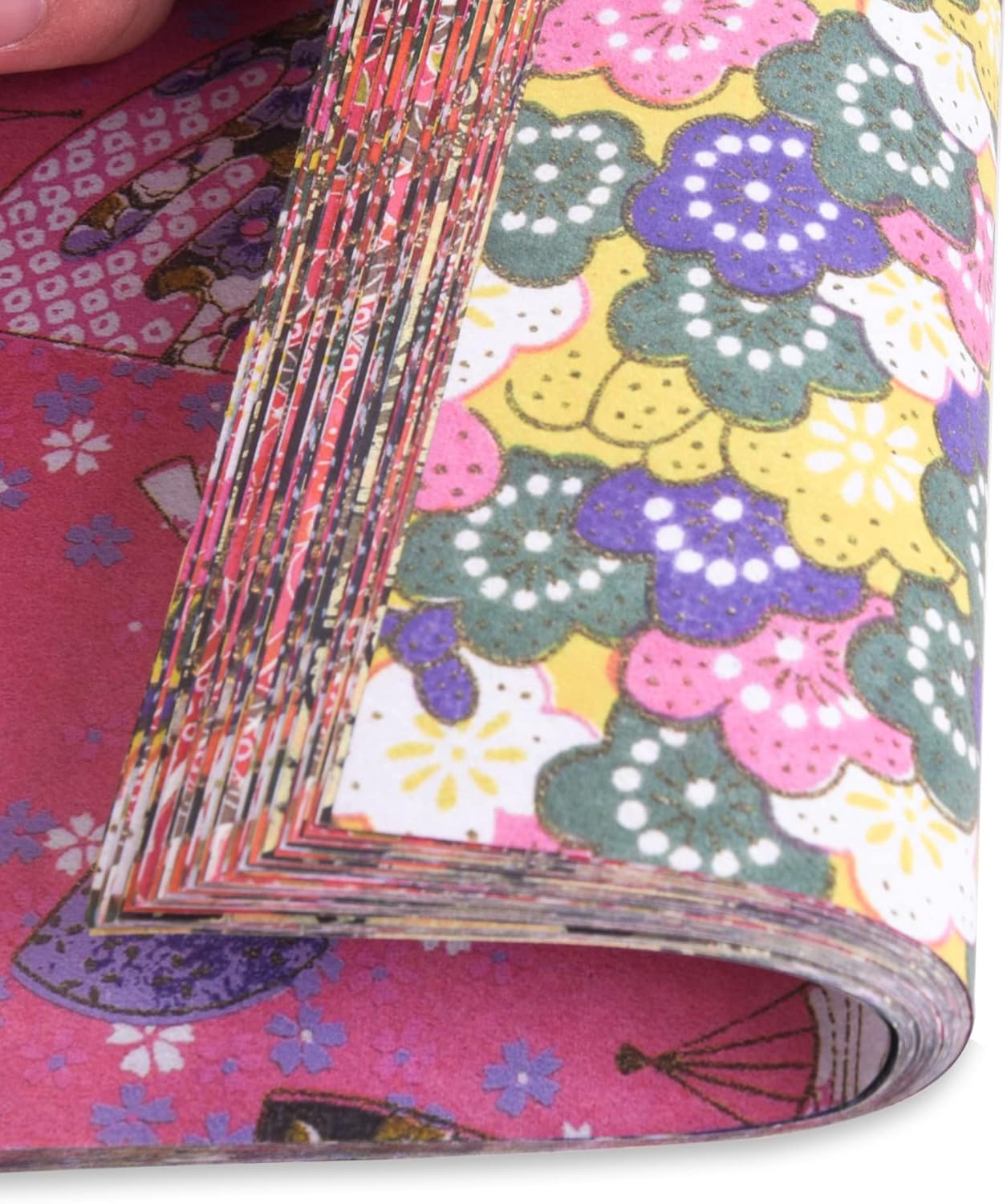 Origami Paper Kit 50 Sheets 6 Inch Square Double Sided Color 10 Vivid Sakura Washi Chiyo Colors for Hand Crafts Origami Paper Arts Creativity.Cherry Blossoms