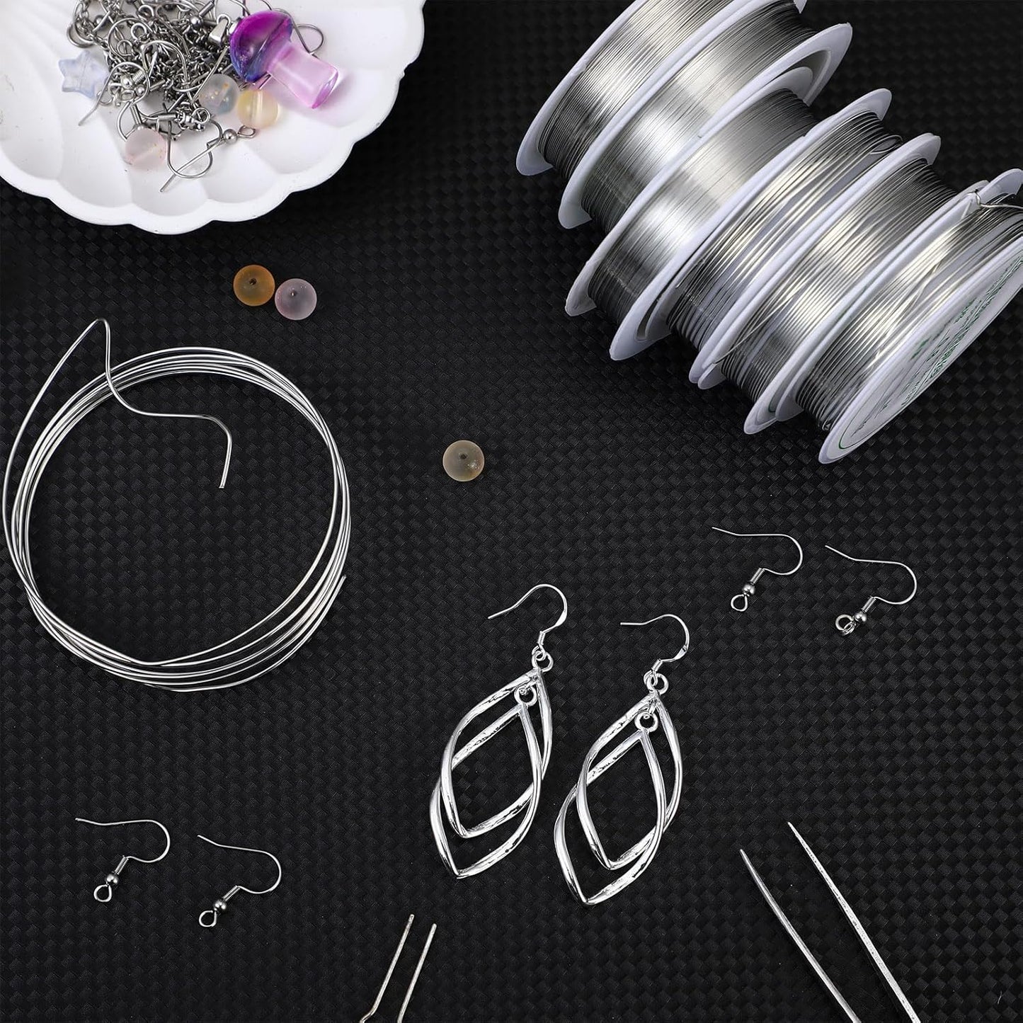 Mixweer 15 Pcs 5 Size Copper Wire 18 20 22 26 32 Gauge Tarnish Resistant Jewelry Wire for Jewelry Making 121 Yard Metal Beading Crafting (Silver)