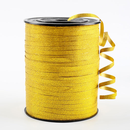 Gold Glitter Curling Ribbon, 500 Yard Curly Ribbon for Gift Wrapping, Curling Balloon String Roll Ribbons for Balloons, Gifts Ribbons for Valentine's Day Wedding Christmas Birthday Party Decorations