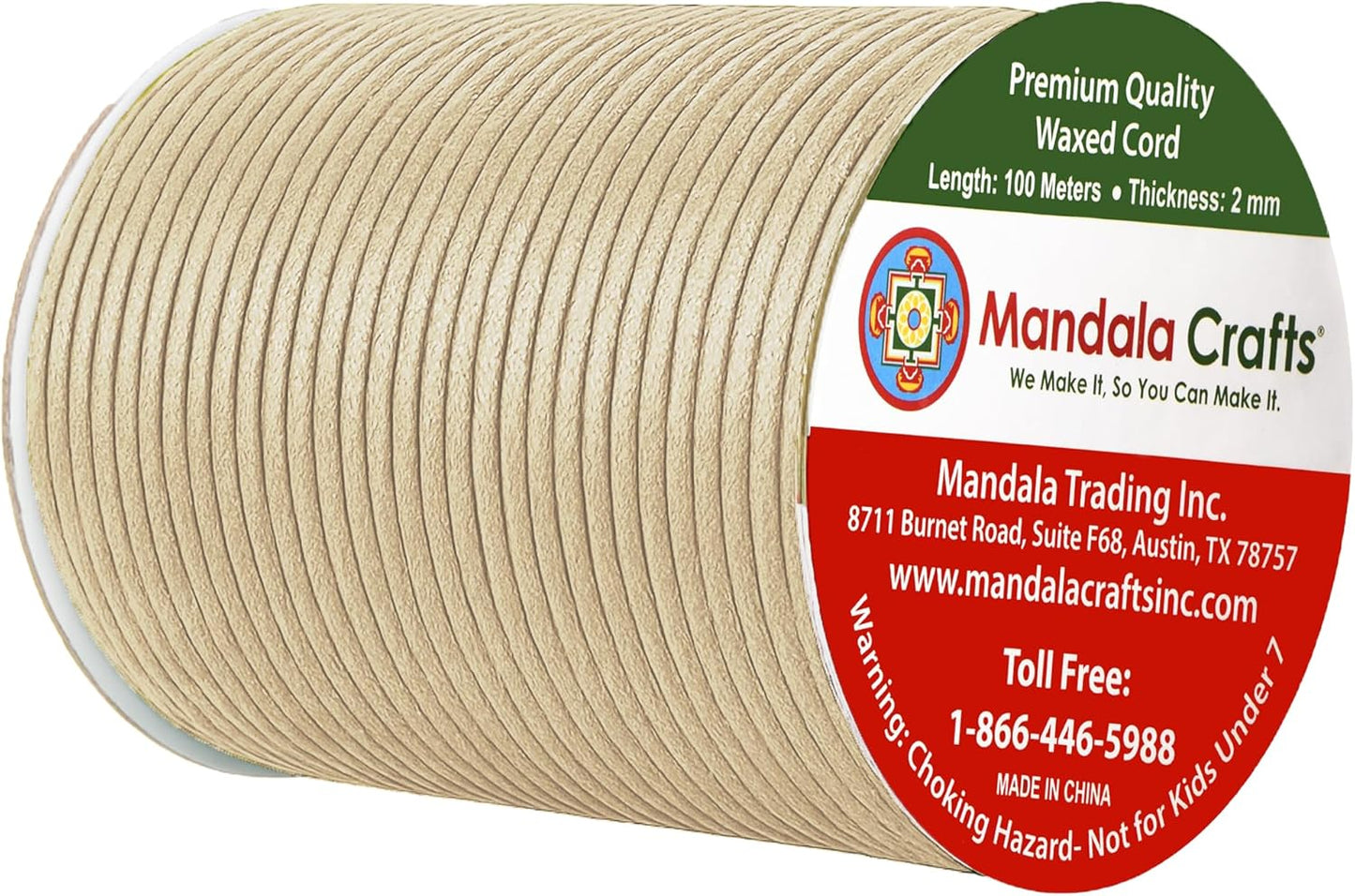 Mandala Crafts 2mm 109 Yards Cream Cotton Waxed Cord for Jewelry Making Bracelet Cord Waxed String - Beading String Thread Jewelry Cords for Necklaces String