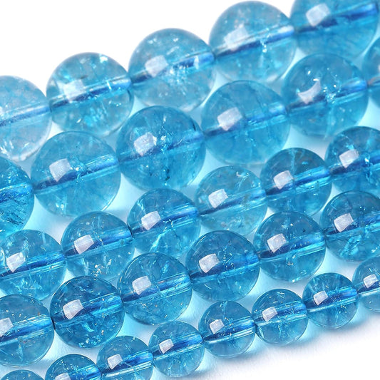 12MM Blue Crystal Quartz Beads Natural Gemstone Round Loose Stone Beads for Jewelry and Bracelets Making 32pcs 15"