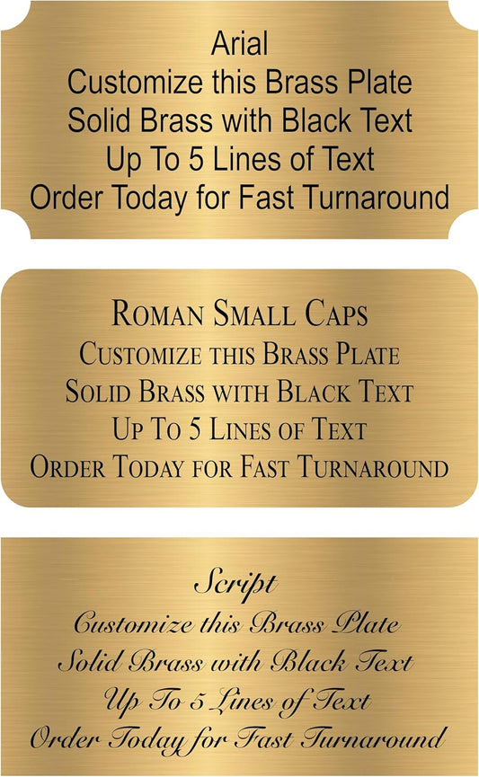 Personalized, Custom Brushed Gold Solid Brass Plate - sizes 1x3, 1x4, 2x4, 2x6, 2x8, 3x6 - Picture Frame Name Label Art Tag for Frames, with adhesive backing - Indoor use only - 1 Tag