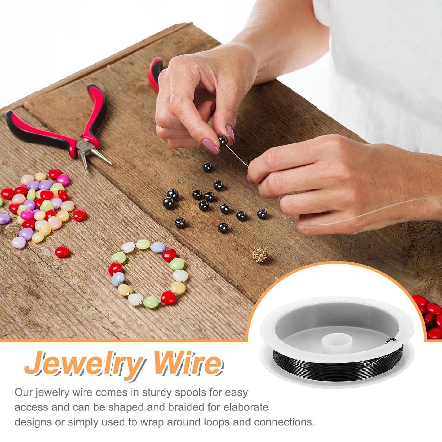 HARFINGTON 13ft Jewelry Wire, 22 Gauge (0.6mm) Brass Craft Soft Metal Tarnish Resistant Copper Beading Wire for Jewelry Making Supplies Crafting, Black