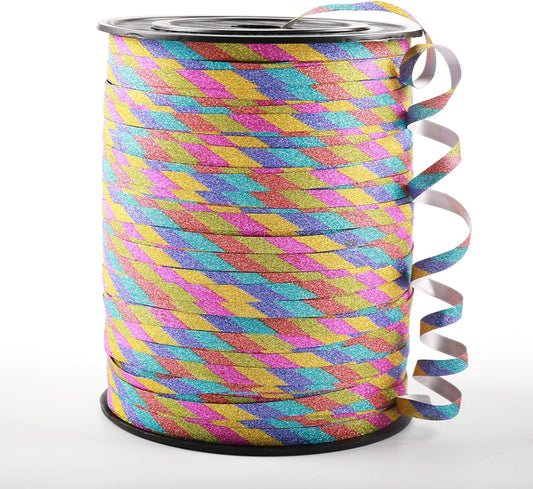 500 Yard Curling Ribbon, Rainbow Glitter Curly Ribbons for Gift Wrapping, Balloon String Ribbon, Thin Gift Wrap Ribbon for Valentine's Day Wedding Birthday Party Christmas Decorations