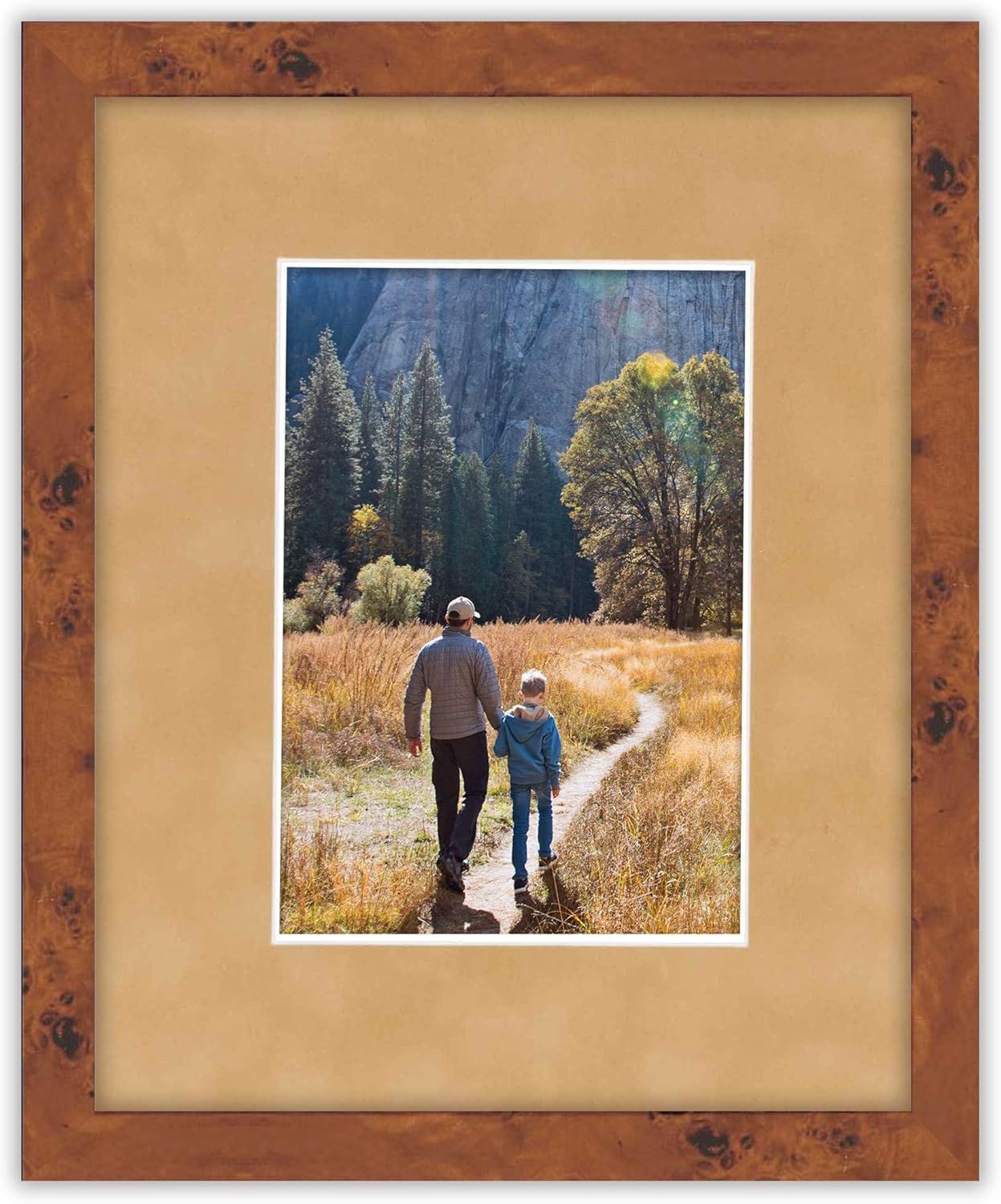 11x14 Mat Bevel Cut for 8.5x11 Photos - Acid Free Beige Suede Precut Matboard With Backing Board and Crystal Clear, Self Seal Photo Mat Bag - For Pictures, Photos, Framing - 4-ply Thickness
