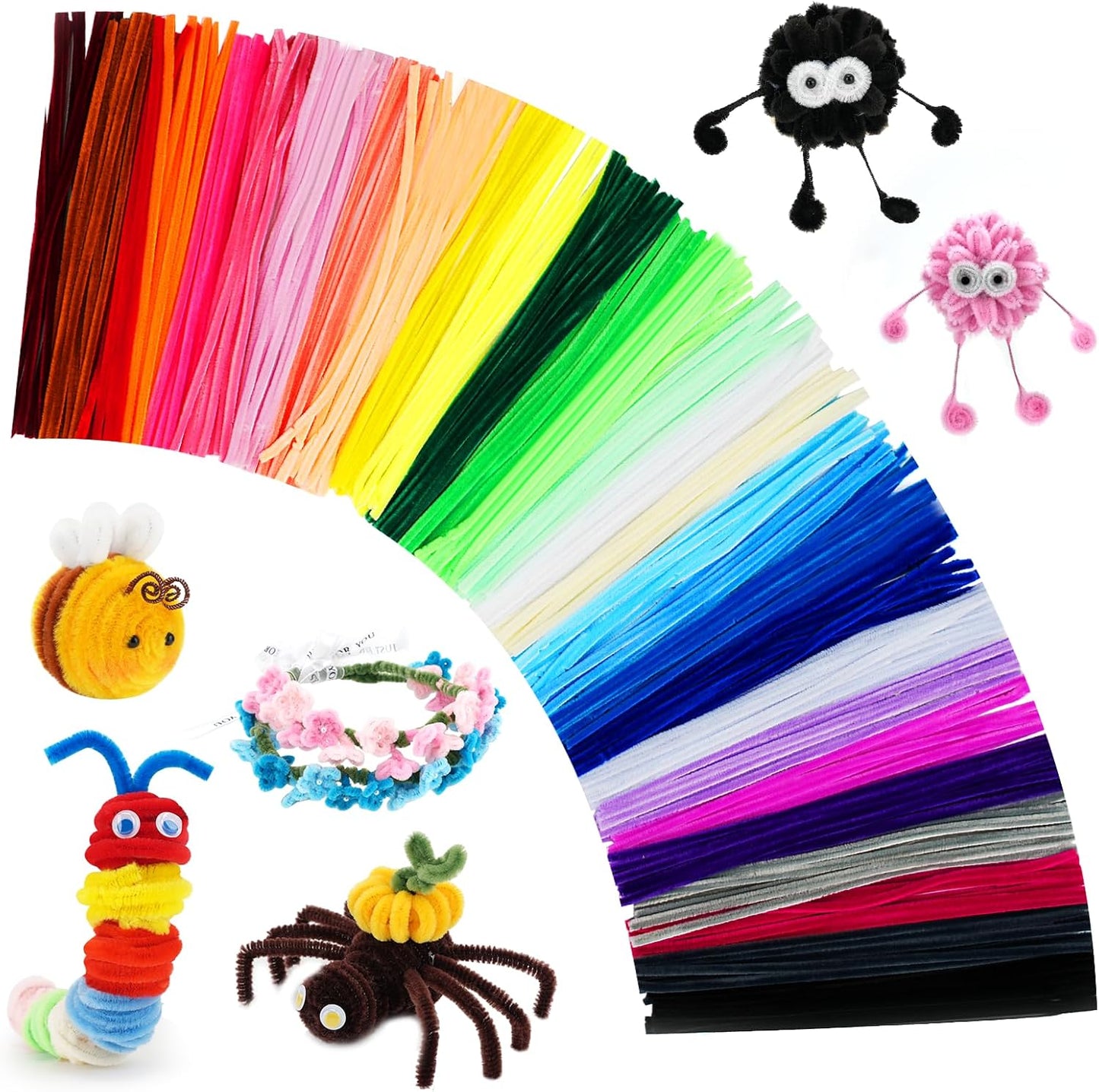 300PCS Pipe Cleaners Craft, Pipe Cleaners Bulk for Arts and Crafts Supplies Multi-Color Chenille Stems DIY Project Room Decor,Christmas Decorations Creative Toys Gift (12inch*6mm,30colors)
