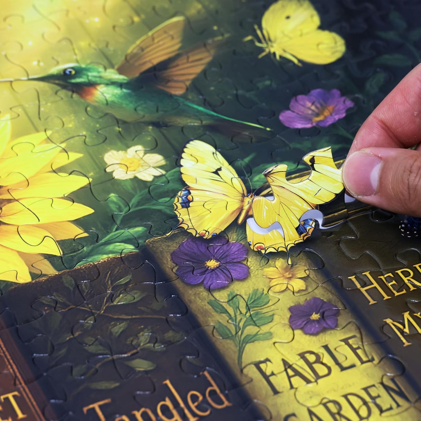 Think2Master Enchanted Library 500 pieces Large Format Jigsaw Puzzle: kids 12+, teens, adults & families. Magical Bookshelf with Butterflies & Flowers Botanical Garden. Great gift. Size: 26.8” X 18.9”