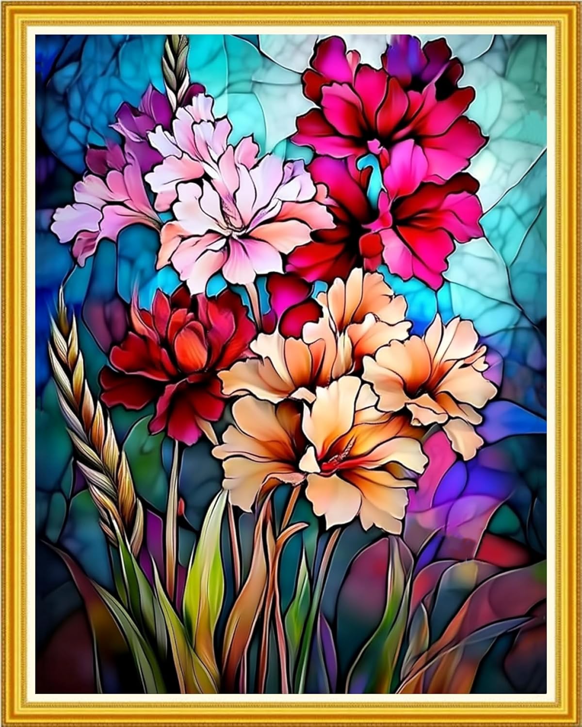 Hopeart Stamped Cross Stitch Kits for Beginner Embroidery Kits for Beginners Adults DIY 11CT Cross Stitch Patterns Needlepoint Kits Crossstitching Kits-Colorful Flowers 16x20 inch