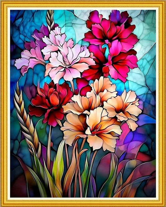 Hopeart Stamped Cross Stitch Kits for Beginner Embroidery Kits for Beginners Adults DIY 11CT Cross Stitch Patterns Needlepoint Kits Crossstitching Kits-Colorful Flowers 16x20 inch