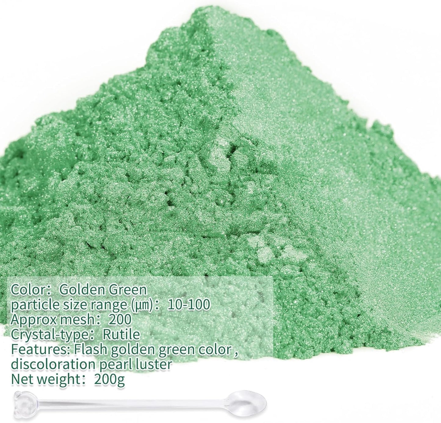 Mica Powder,7.05OZ（200g）,Golden Green Mica Powder Pigment for Epoxy Resin，Lip Gloss，Car Paint，Dye，Soap Making，Nail Polish,Epoxy Resin,Candle Making,Bath Bombs