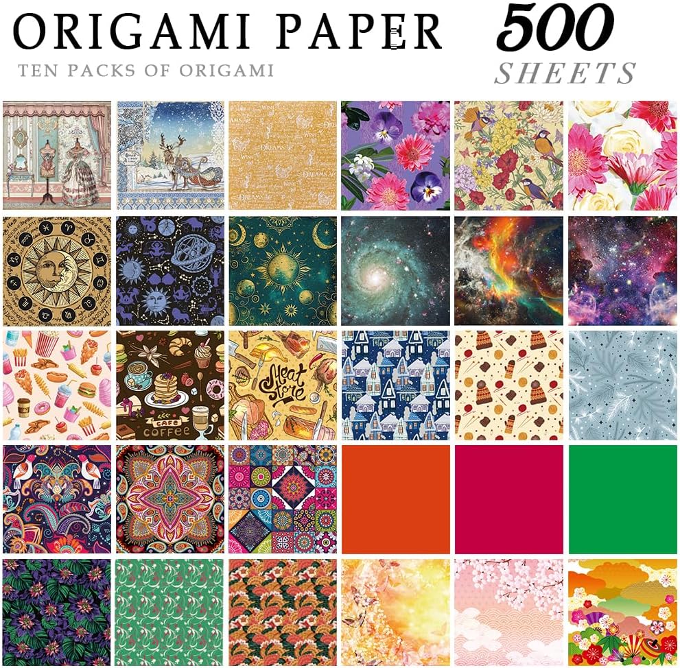 10 Different Packs Full Collection Origami Paper Kit 6 Inch Square Double Sided Color Vivid Colors Creation Easy Fold Paper Set Hand Crafts Paper Arts Creativity