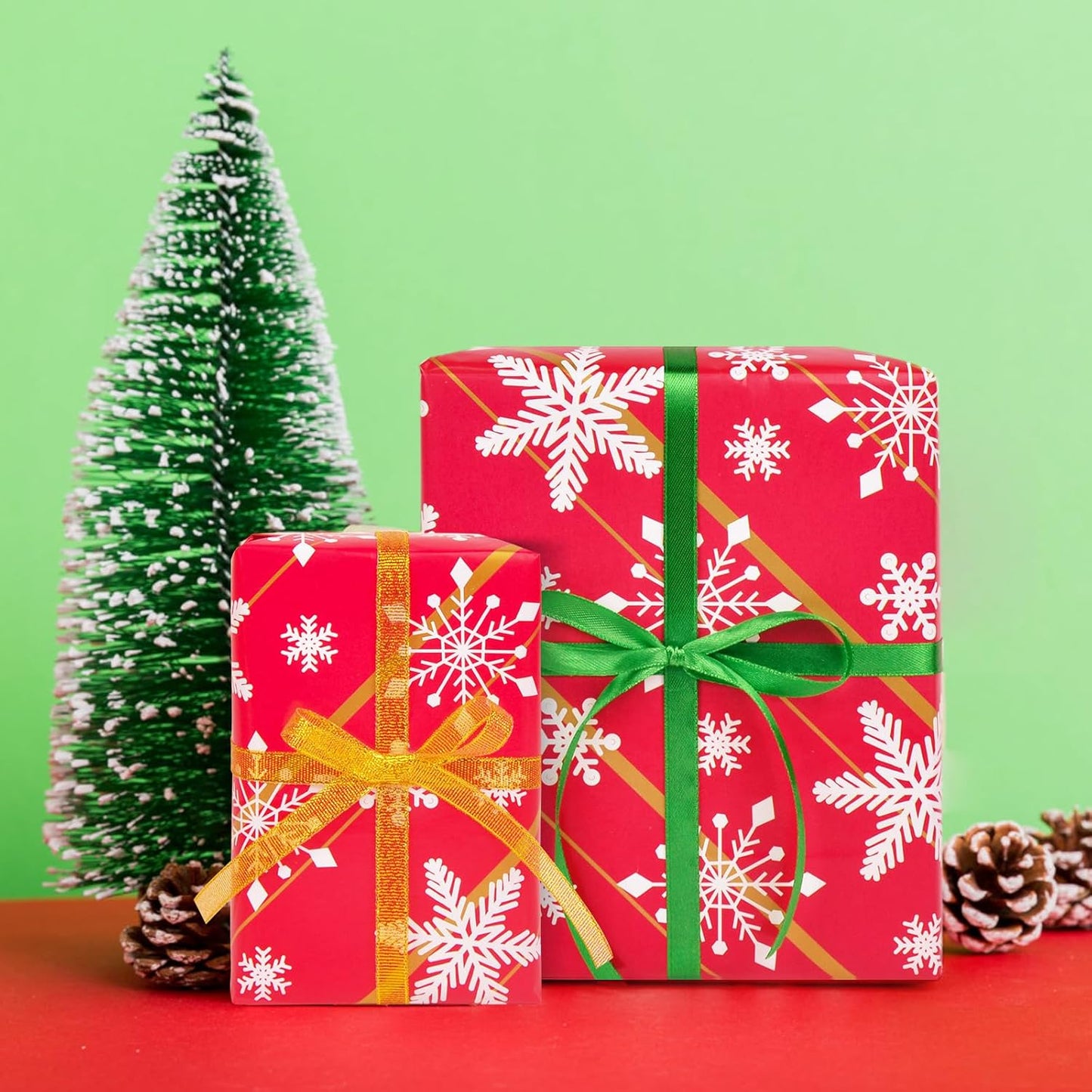 4 Rolls 3/8" Christmas Glitter & Satin Ribbons Set, Total 100 Yards Xmas Holiday Ribbon for Gift Wrapping, Crafts, Festival Ornaments, Wedding Party Decoration