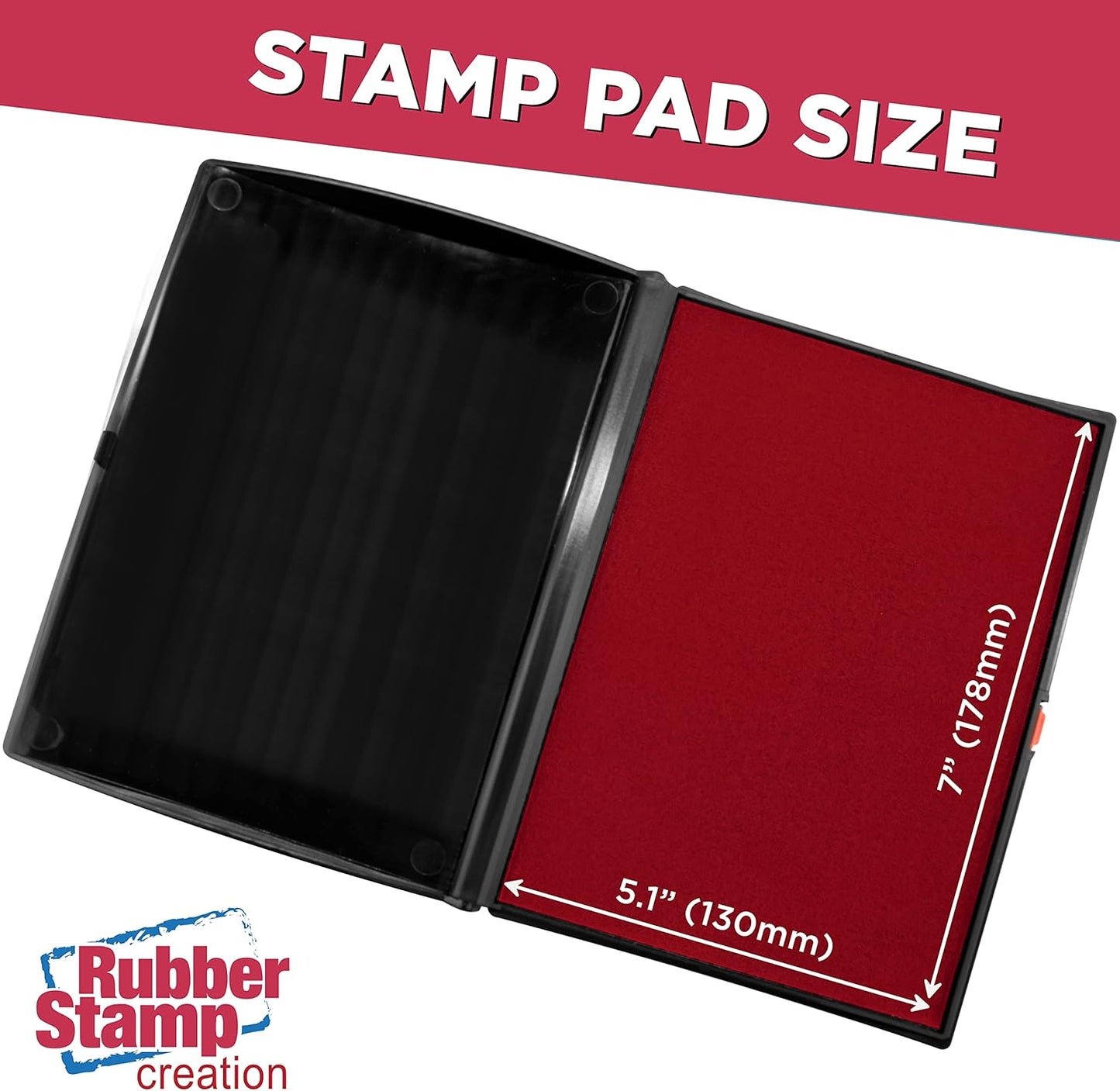 Large Premium Crimson Red Ink Stamp Pad - 5" by 7" - Quality Felt Pad