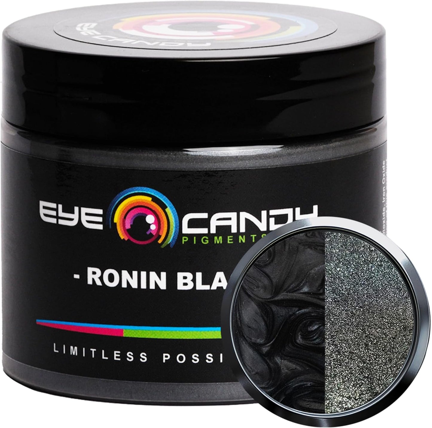 Eye Candy Pigments Premium Black Mica Powder - Ronin Black (50gr) - for Epoxy, Resin, Soap, Paint, Woodworking, Acrylic Pouring, Bath Bombs, Fishing Lures - DIY Arts and Crafts Additive