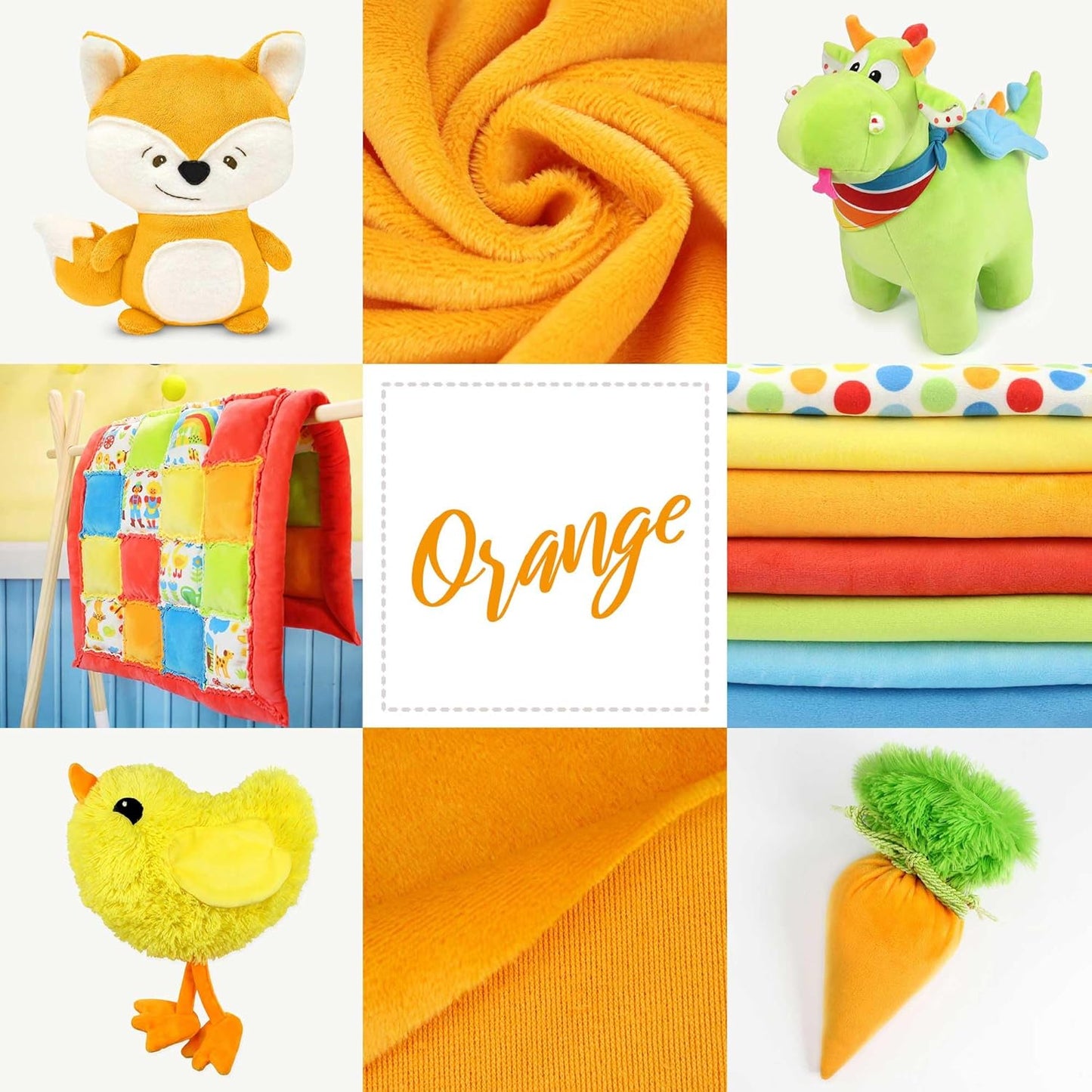 kullaloo Plush Fabric | Solid Orange Minky Fabric for Sewing (Pack of 2) | Super Soft Cuddle Material | 39.5x29.5 | Plushies, Baby Blankets, Pillows, Dog Beds, Cat Beds, Baby Accessories, Apparel