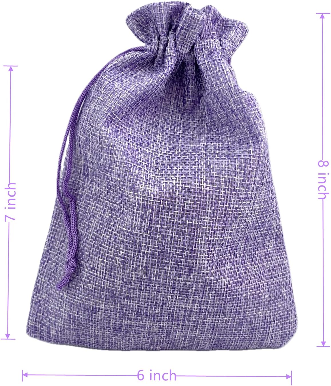 Palmhomee Pack of 25 Burlap Gift Bags with Drawstring Linen Jewelry Pouches Wedding Hessian Jute Bags for Birthday and Treat Pouches Party Wedding Favors Gift (6x8 Inch, Lavender)