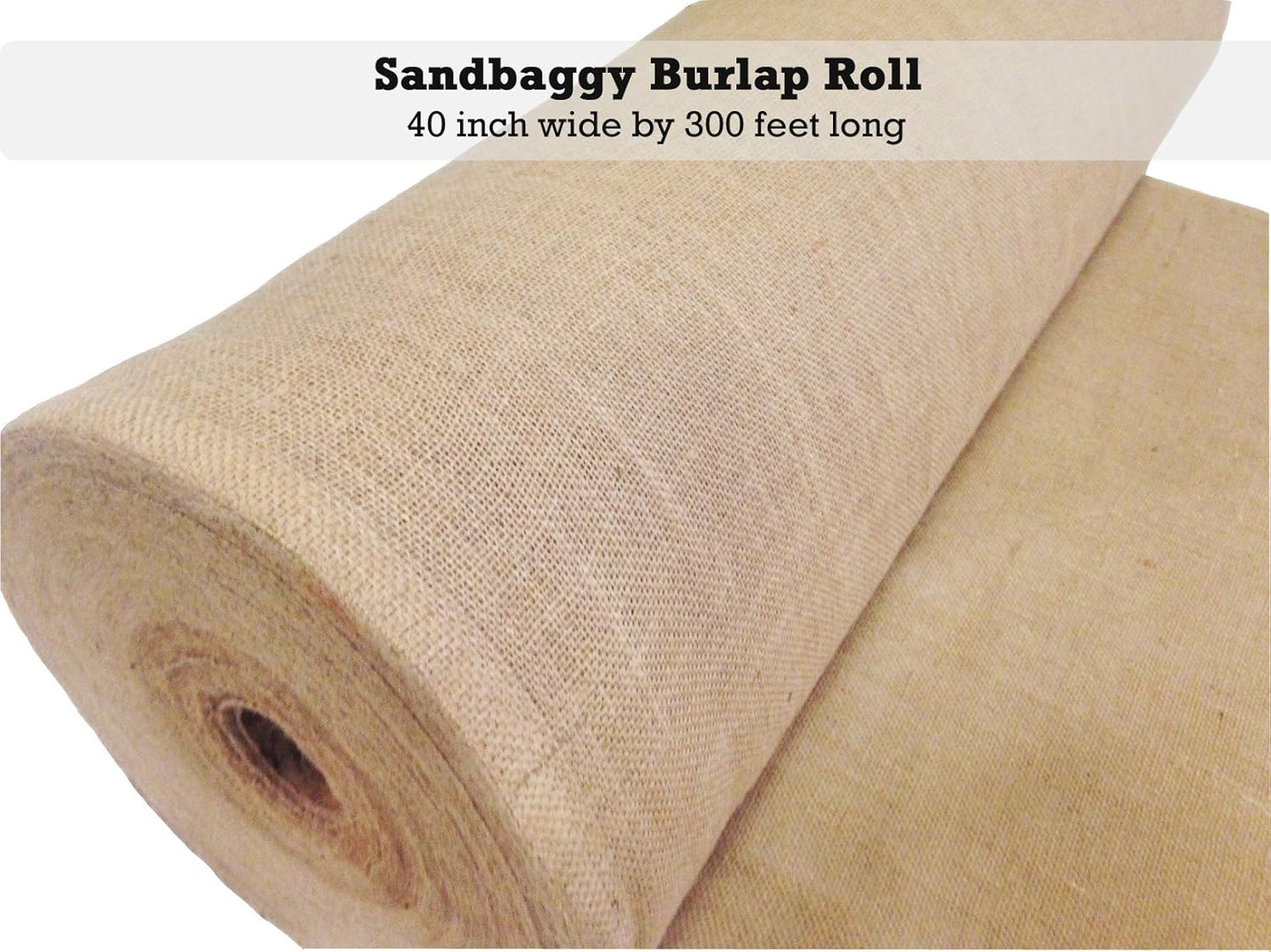 Sandbaggy Burlap Fabric Roll | 40 Inch by 300 ft | Great for Garden, Yard, Wedding, Craft, Decorating Tables | Constructed from Industrial Grade Burlap Fiber | 30% Thicker Than Competition (5 Rolls)