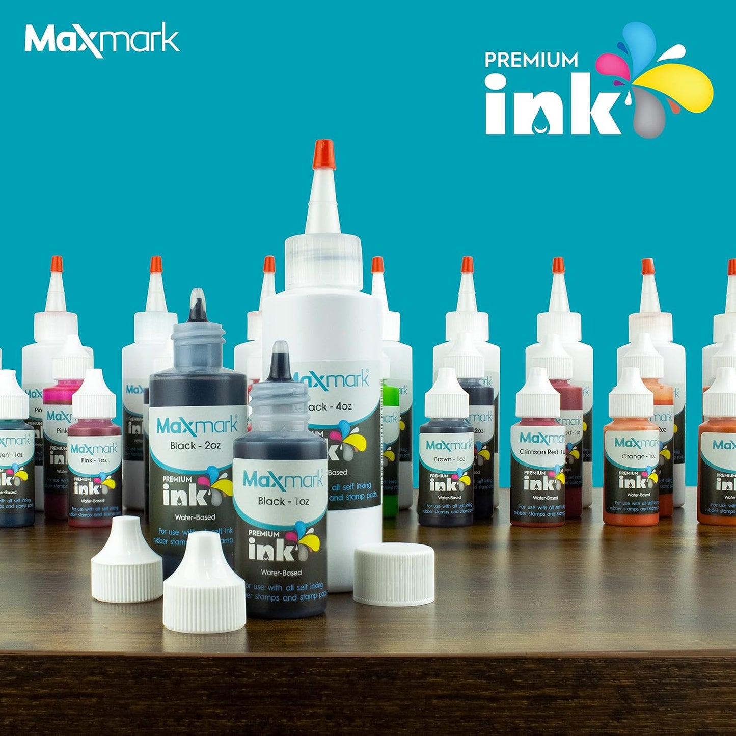 MaxMark Premium Refill Ink for self Inking Stamps and Stamp Pads, Olive Green Color - 4 oz.
