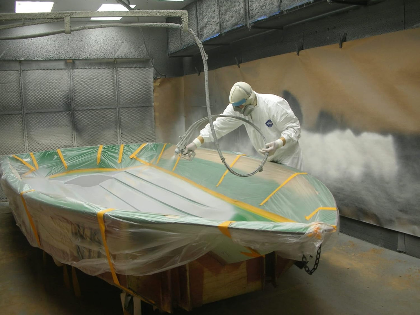 LLPT Tape and Drape 35.4”(Unfolded) x 66 Ft Each 2 Pack Pre-Taped Masking Film 0.27 Mil Painters Plastic Drop Cloth for Auto Wall Furniture Painting Protection (MFT902)