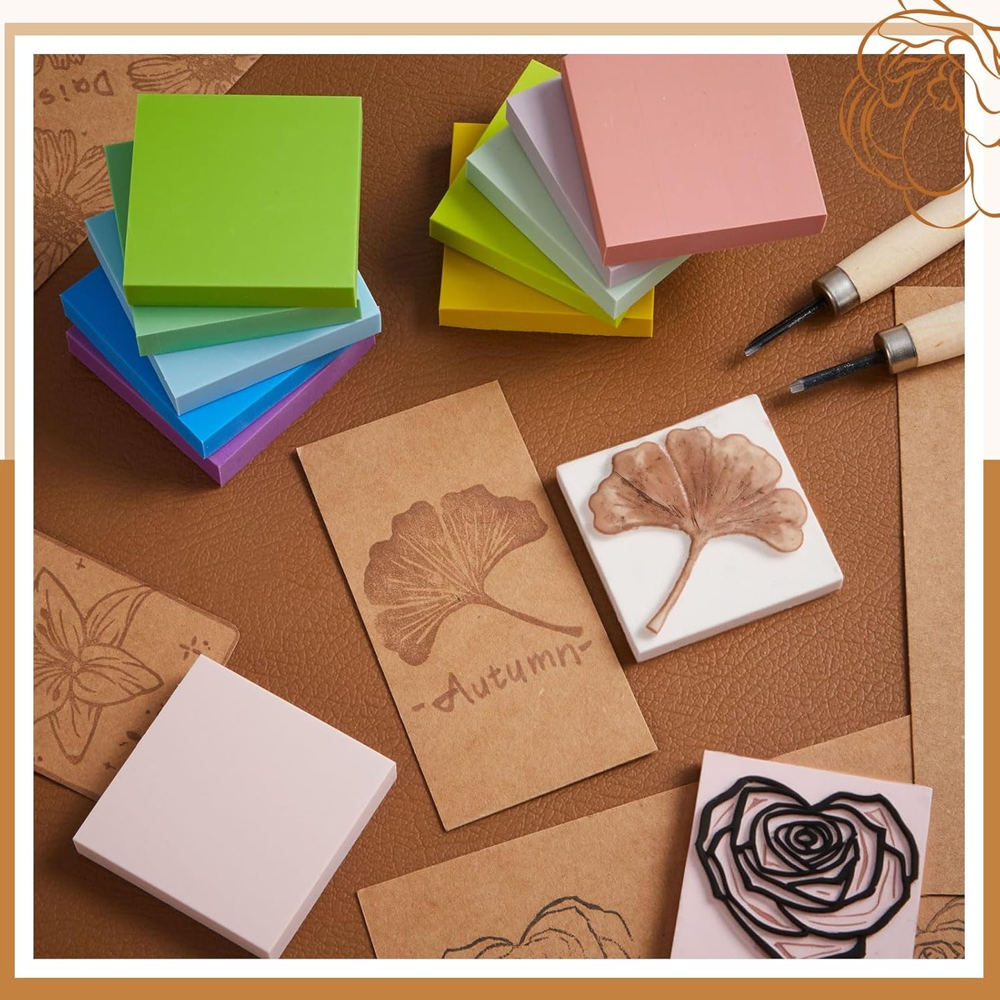 Frienda 24 Pcs 2" x 2" Rubber Carving Blocks Linoleum Blocks for Printmaking, Stamp Making, DIY Crafting, Scrapbook, Painting, Soft and Easy to Carve (Multicolor)