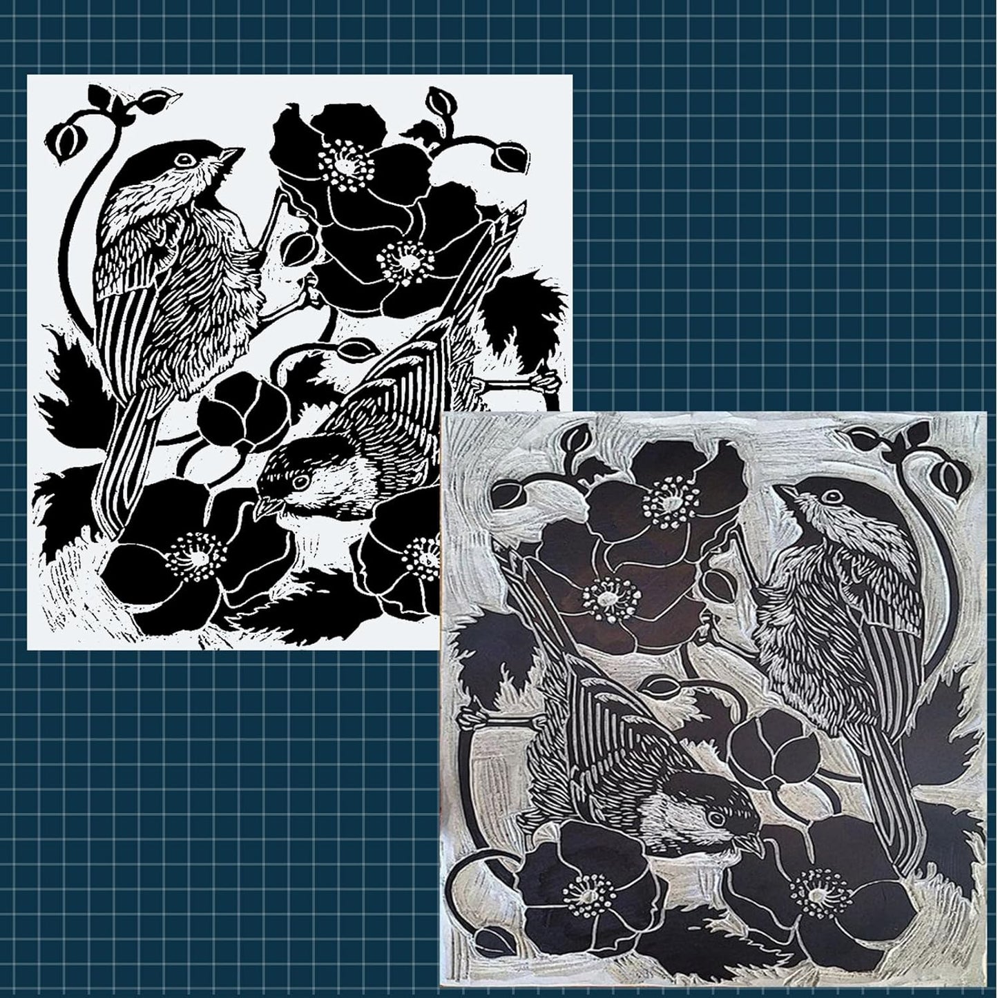 Falling in Art 12 * 12 Linoleum Carving Blocks, 2 Pack Soft Stamp Rubber Blocks for Crafts and Artists Printmaking, Gray,1/8" Thick