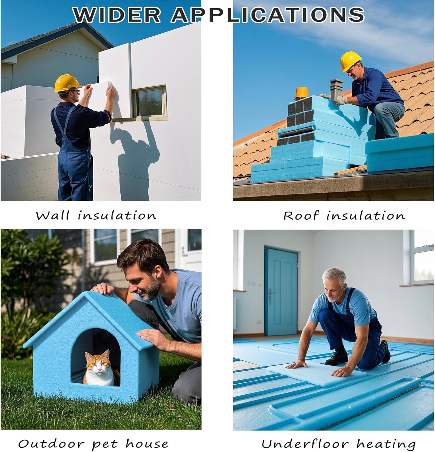 LuckyFoam White 4 Pack 12x7.5x2 inch Foam Sheets 2 Inch Thick Polystyrene Rectangles XPS Foam Board Craft for Insulating DIY Modeling Art Supplies