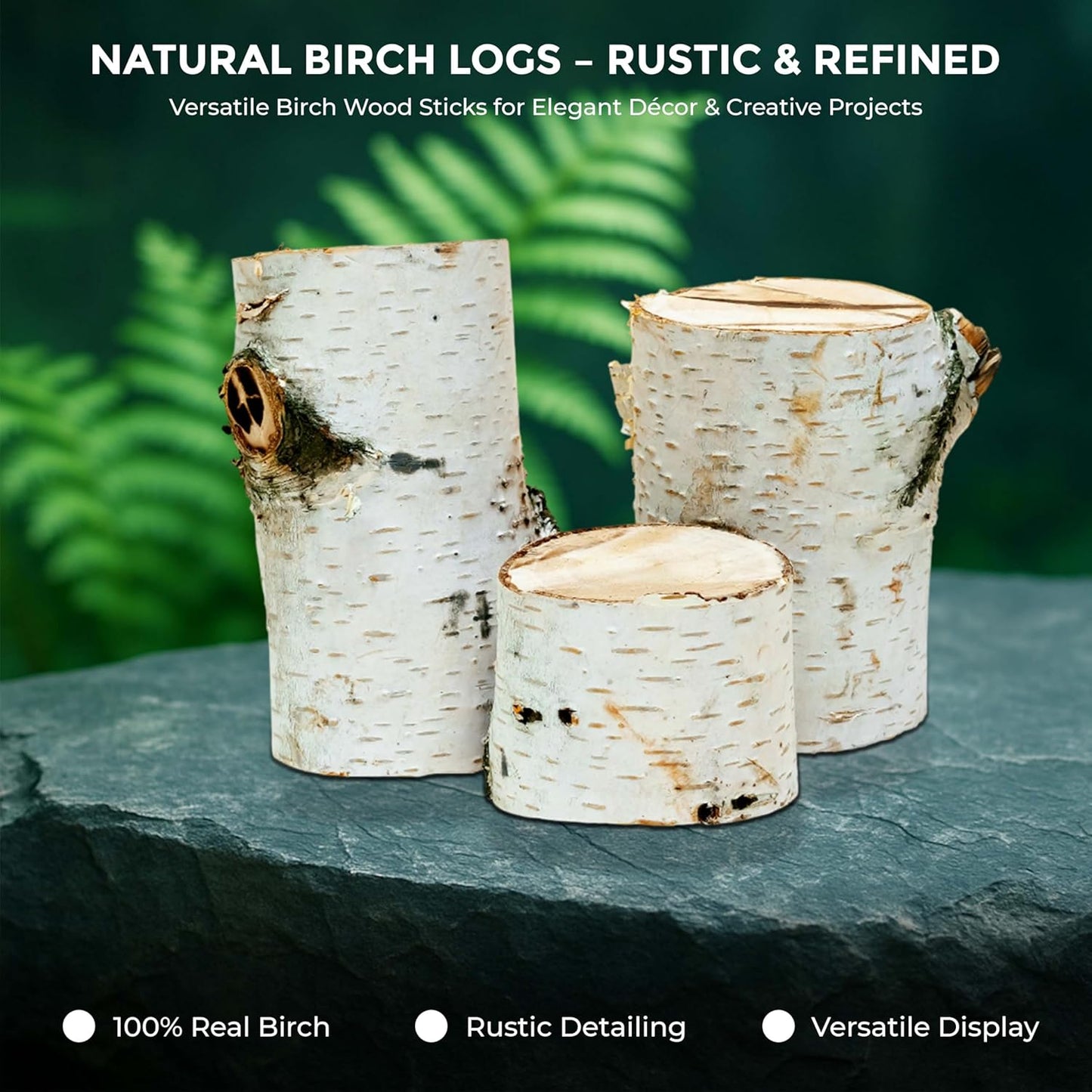 17 Inch Natural Birch Logs - Decorative Dried Birch Wood Logs for Fireplace, Wedding Centerpieces - Unfinished Wood DIY Crafts, & Home Décor - Birch Log Bundle for Indoor Display (6 PCS) (2.5"-4" DIA)