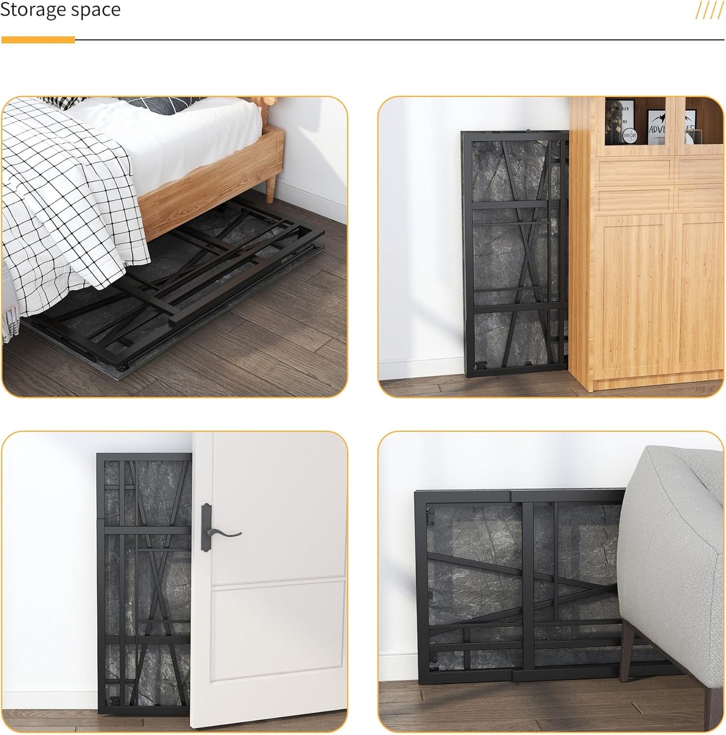 Folding Desk 40 inch Writing Gaming Computer Camping Desk, No Assembly Required Home Office Table, Grey