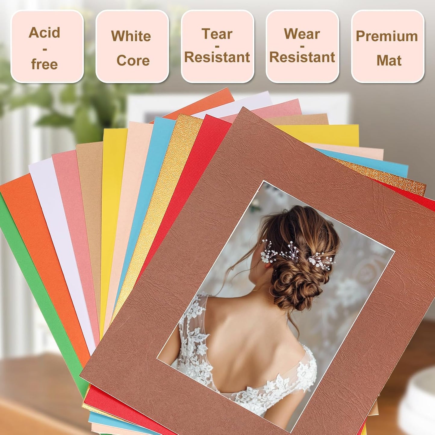 uxcell Picture Mats, 8 x 10 Mat Board Center for 5 x 7 Pictures Acid Free White Core Bevel Cut Frame Mattes with Backing for Display Art Measuring, Dark Blue