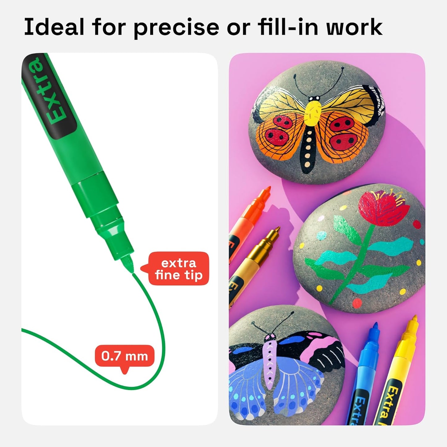 ARTISTRO 60 Acrylic Paint Pens, Art Set Acrylic Paint Markers, Fabric Markers for Textile, Canvas, Rock, Glass, Wood, Paper, Pumpkin, DIY, Paint Markers for Kids and Adults